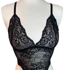Sheer black lace bralette crop top Size Size Small EUC
